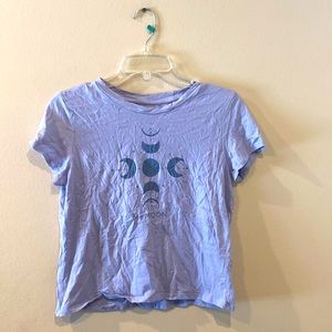 American Eagle Short Sleeve Crew Neck Cropped T-Shirt Phases of the Moon Medium